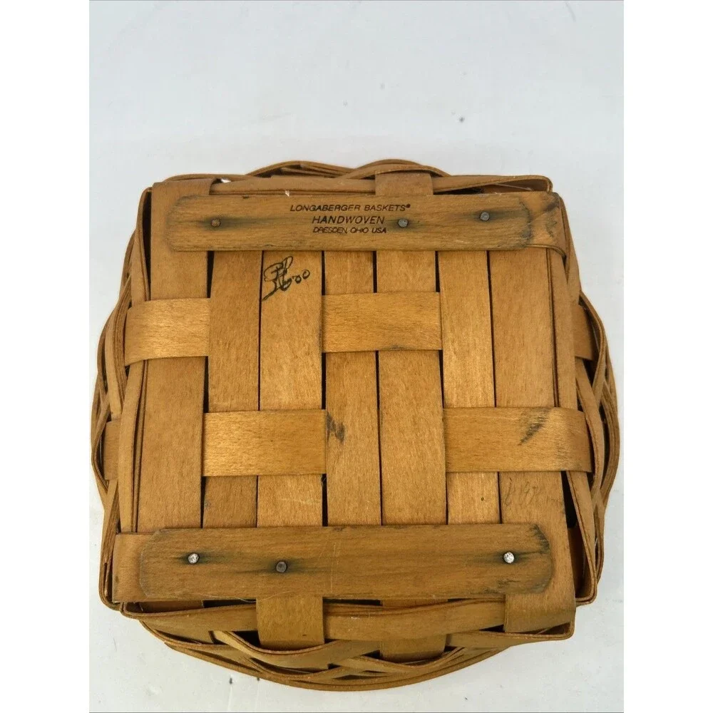 Vintage 2000 Longaberger Handwoven Small Darning Basket Signature JB